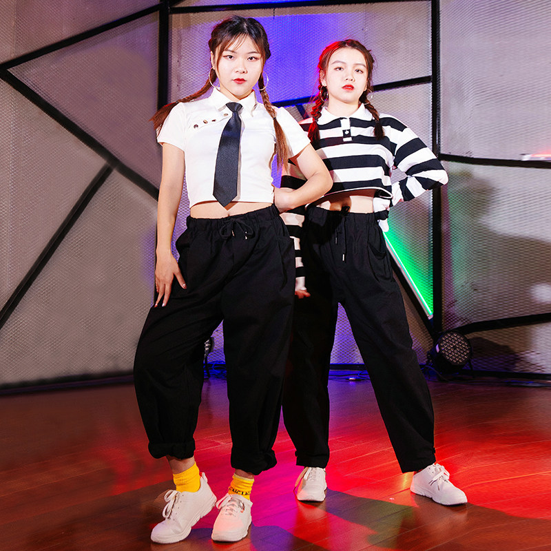 性感JAZZ露脐高腰舞台polo领短款表演上衣修身酒吧舞蹈队ds演出服