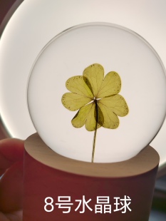 跨境出口Lucky Clover四叶草水晶球夜灯幸运草七夕送考生礼物