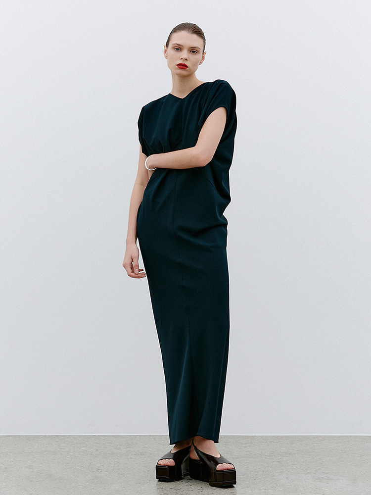 TURIGHT买手店24SS现货ORR设计师品牌Batwing Sleeve超长连衣裙