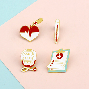 医生周边听诊器胸针心电图爱心徽章滴管个性装饰学生书包挂件勋章