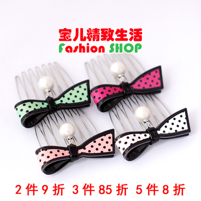 韩国饰珍珠蝴蝶结发梳发卡