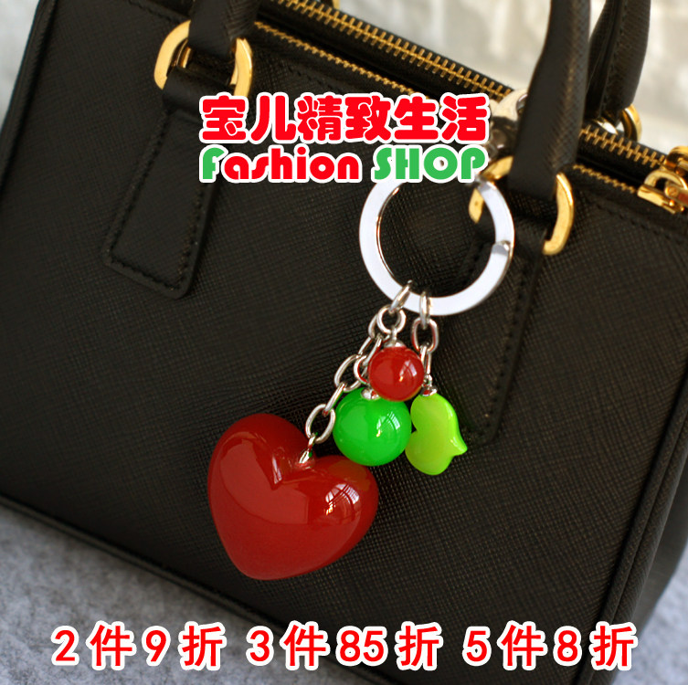 韩国饰品GRAIN de BEAUTE AZNAVOUR AZ正品糖果色爱心包挂钥匙扣