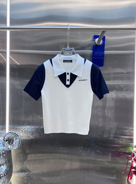 NKC.欧洲站小众BābyChìlling短袖针织上衣网球运动风POLO领毛衫