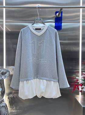 NKC.欧洲站小众BābyChìlling南油学院运动风T裙数字钉珠连衣裙