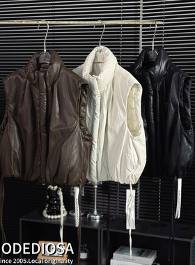 NKC.欧洲站小众英伦风南油高端百搭背心宽松上衣羊羔毛皮短款马甲