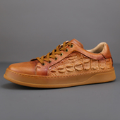 板鞋 稀缺牛货广州高端真皮男鞋 复古擦色水洗头层牛皮鳄鱼纹休闲鞋