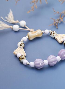 小清新景德镇陶瓷手串简约森系百搭甜美女生闺蜜礼物饰品