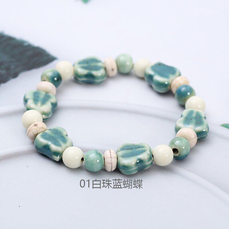 景德镇马卡龙色系喵喵陶瓷串珠手链甜美小众百搭设计闺蜜手串
