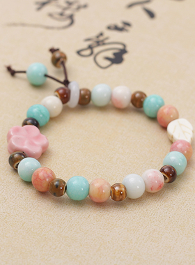 景德镇陶瓷手链森系小清新流苏款小花竹节葫芦吊坠甜美复古饰品