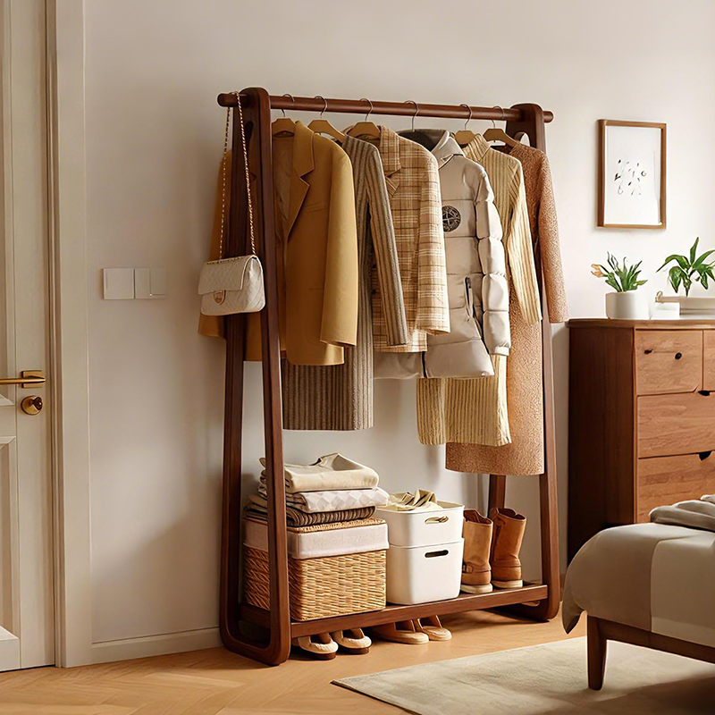 实木挂衣架落地卧室衣帽架小户型