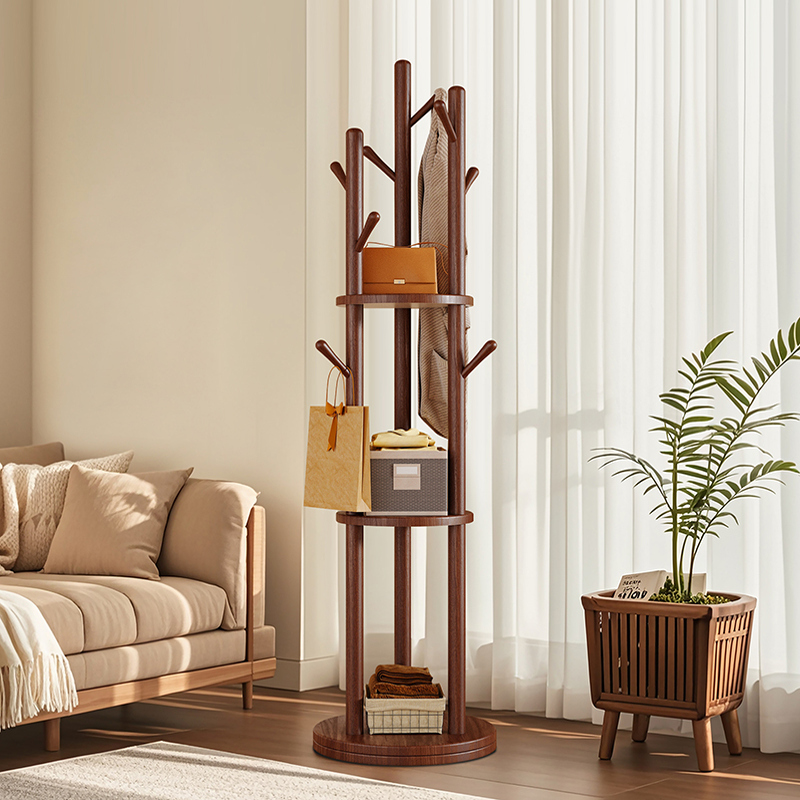 实木旋转衣帽架家用落地挂衣架子