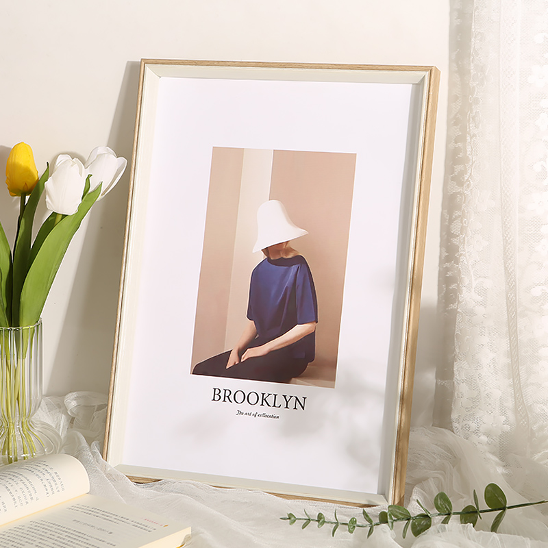 细窄边相框挂墙北欧风画框装裱a3a4纸展示24寸大木质框架四开4k
