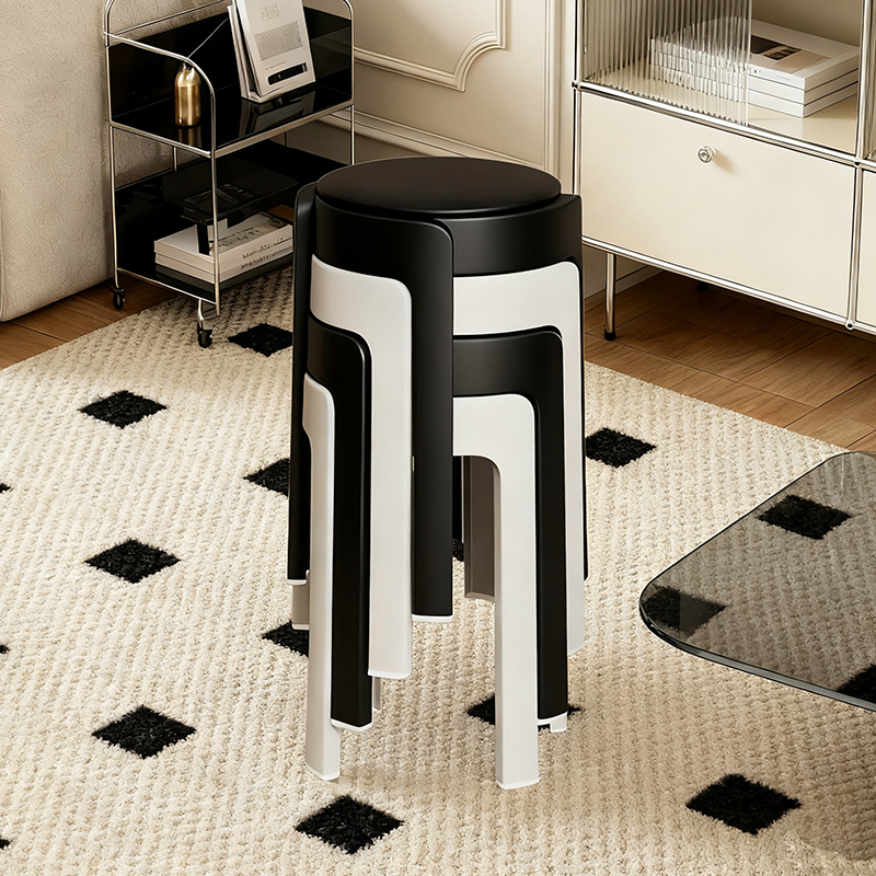 塑料软包凳子家用可叠放圆凳加厚