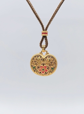 小红书推荐首饰金色花开福至吊坠国潮风新中式编绳项链可调节送礼