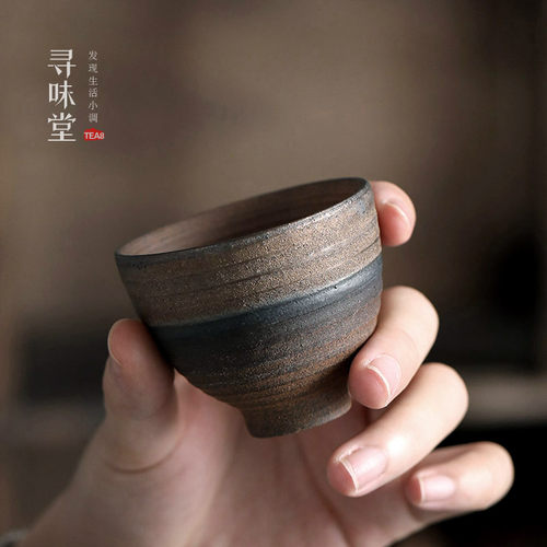 陶瓷鎏金日式风古早铁釉品茗杯