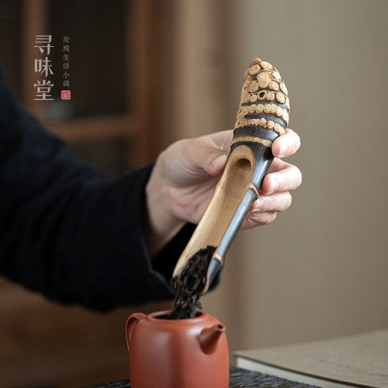 天然老竹根茶勺茶则｜竹茶铲茶匙中式竹制功夫茶具竹艺茶道配件