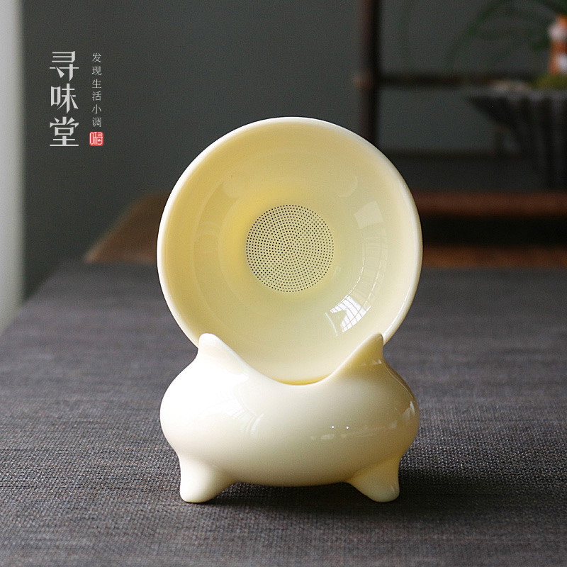 宝石黄玉瓷茶漏|全瓷打孔一体