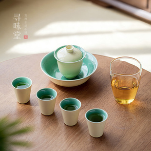 ｜纯色中式 清雅色釉礼盒套装 家用陶瓷功夫茶具伴手礼盖碗泡茶套组