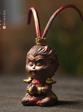 紫砂摆件美猴王｜大圣描金茶宠