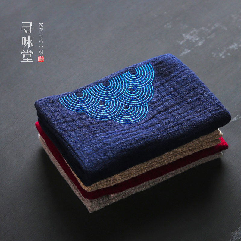 祥云刺绣素色抹布吸水巾茶巾棉麻图片