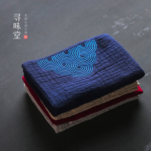 祥云刺绣素色抹布吸水巾茶巾棉麻