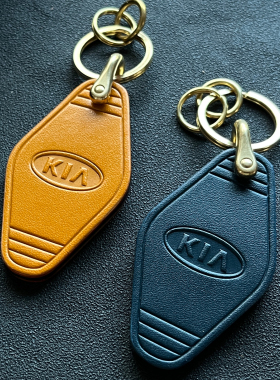 适用于起亚K3 K5 K4 嘉华汽车钥匙扣挂件真皮牛皮 可印字母号码