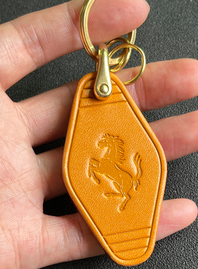 适用于法拉利Roma296 458汽车钥匙扣真皮牛皮挂件皮牌创意JDM定制