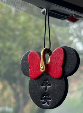 手工真皮牛皮 幸运米奇汽车后视镜挂饰平安挂坠车内吊饰 礼品定制