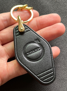 适用沃尔沃汽车真皮钥匙扣牛皮挂件XC60XC90XC40S60S90 皮牌定制