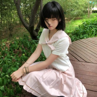 上衣 学生甜美粉色少女收腰设计感短款 星芊舞原创兔耳朵jk短袖 衬衫