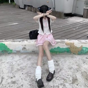 星芊舞jk兔耳衬衫 粉色收腰可爱甜美制服上衣 学生海军领少女短袖