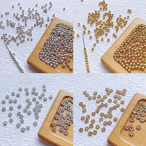 【保色基础隔珠】镀18k金基础隔珠雪花隔片diy串珠金属配件材料迷