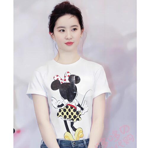 日本代购刘亦菲同款女款米奇短袖