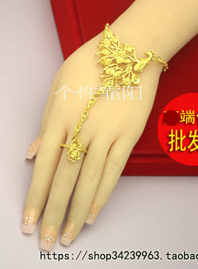 结婚黄金手链连接戒指闪凤凰