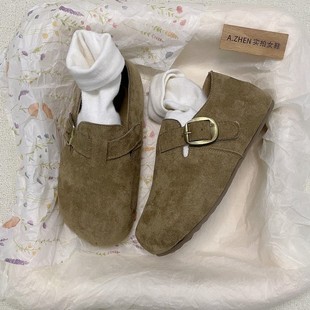 软底 单鞋 内增高勃肯鞋 女复古防滑厚底外穿懒人一脚蹬牛筋底休闲鞋