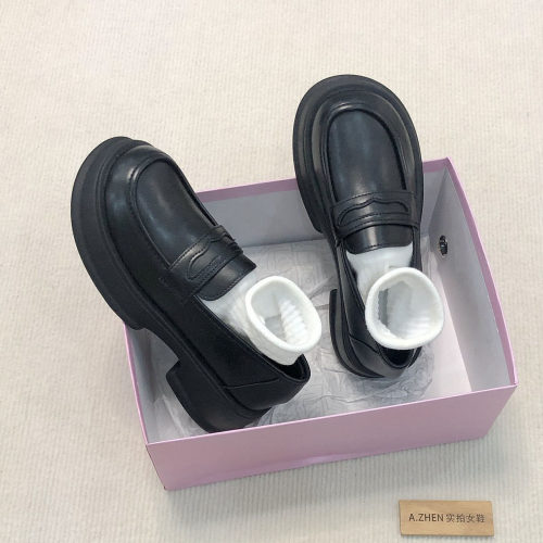 外贸厚底乐福鞋日系防水台女鞋