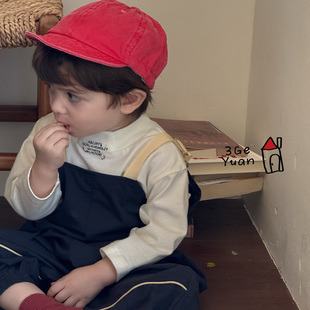 三个院秋季新款男女宝打底卫衣上衣半高领纯色打底衫上衣百搭舒适