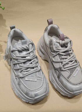 162068时尚2026年春季女鞋新款系带简约老爹鞋交叉绑带时尚休闲鞋