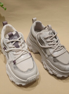 162069新款2026春季厚底女鞋系带运动鞋老爹鞋透气休闲鞋潮鞋水钻