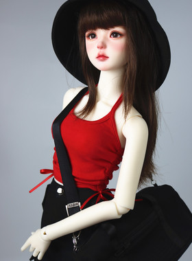 bjd3分4分娃衣 背心 工装裙 渔夫帽