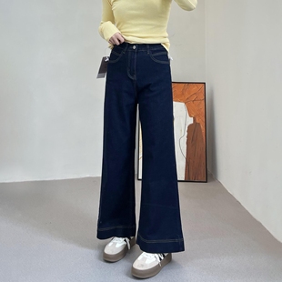 大码女孩阔腿牛仔裤2025春秋新款梨形身材宽松休闲百搭喇叭马蹄裤