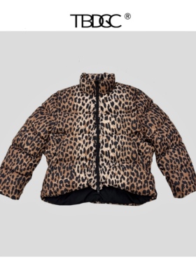 25秋冬巴黎风格加厚保暖豹纹龟背棉衣男女同款