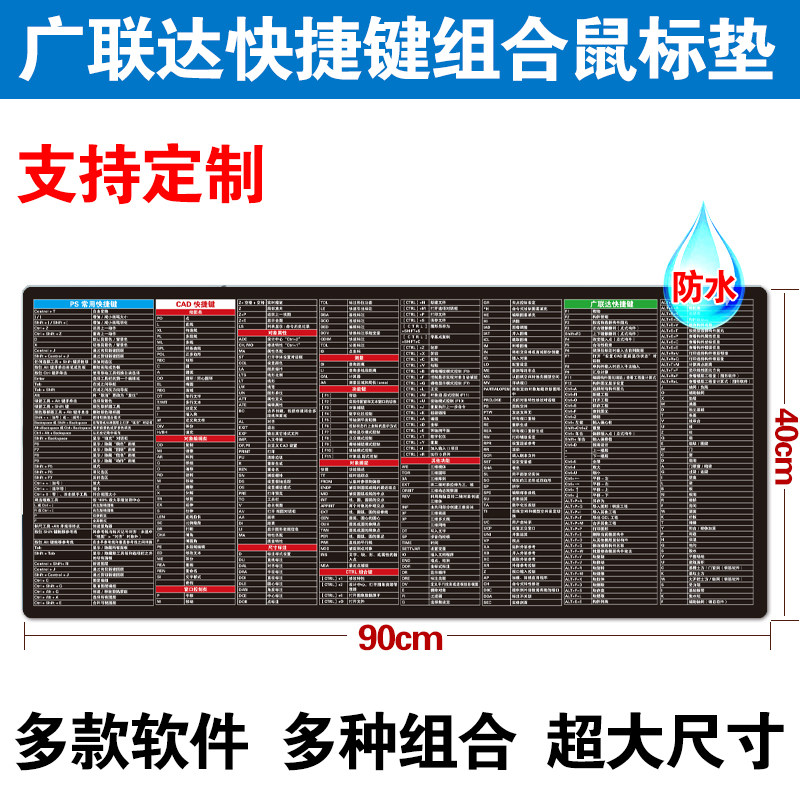 广联达快捷键土建福莱超大鼠标垫桌垫wps ps win10 cad excel