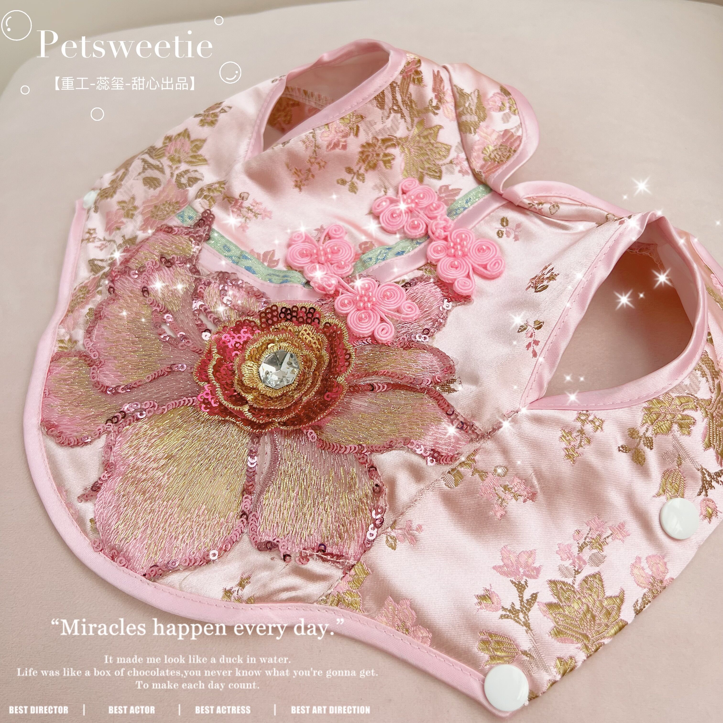 蕊玺CHIC华丽花嫁宫廷狗狗衣服