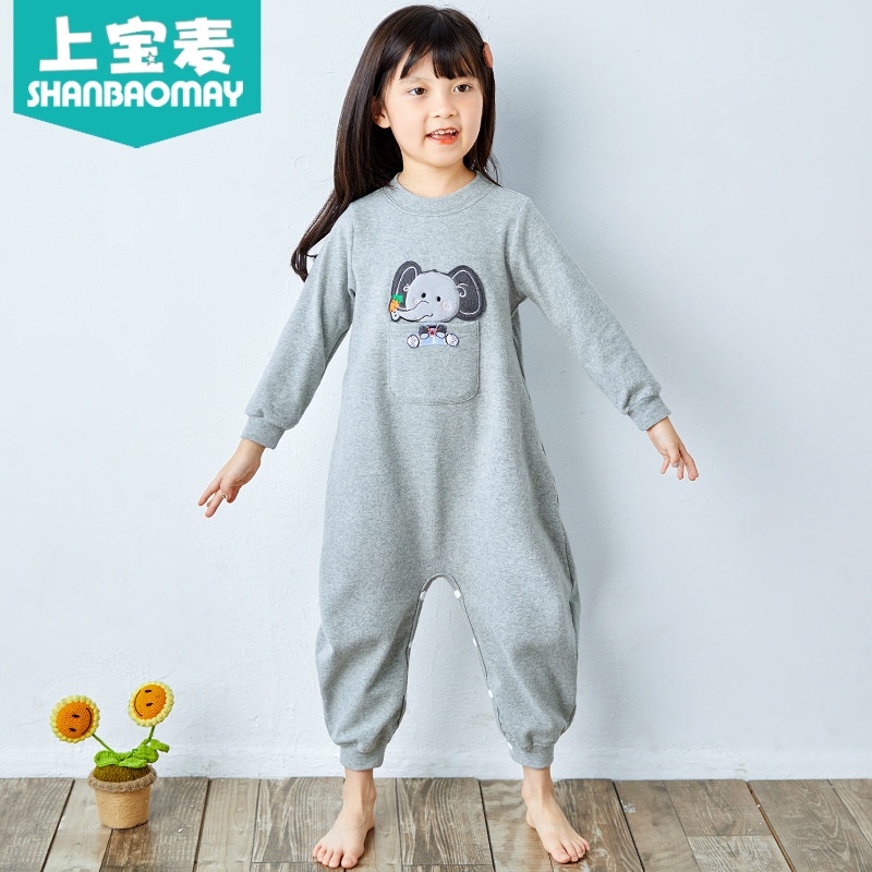 上宝麦春秋新款儿童连体睡衣棉加厚宝宝睡衣连体动物连体衣保暖