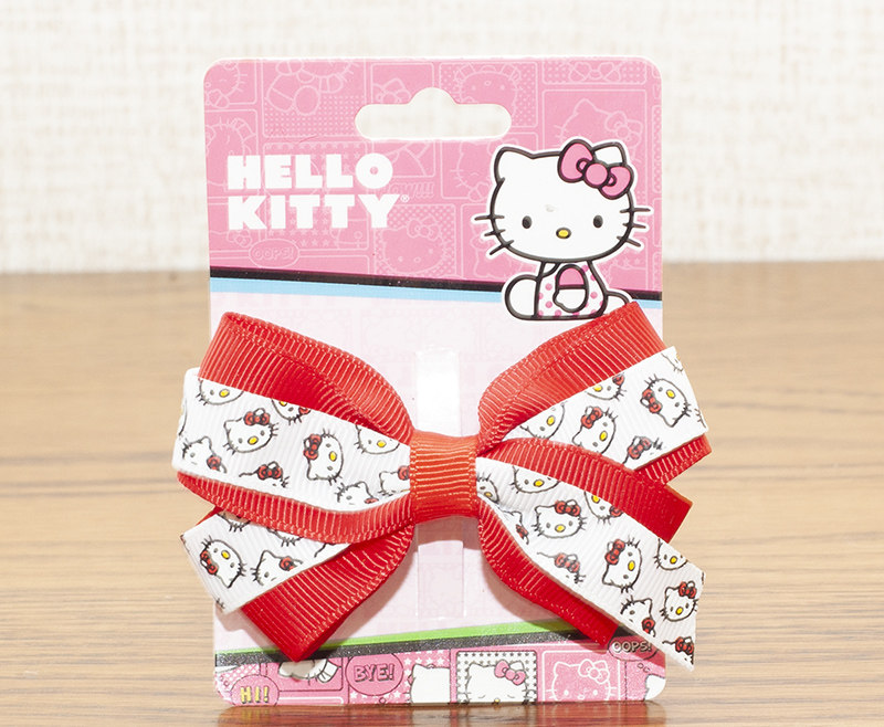 工厂样板 童款 hello kitty 头像双拼色蝴蝶结 金属弹簧发 一卡