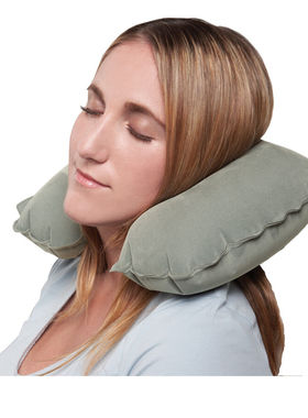 旅行植绒面料充气头枕/颈枕 Inflatable travel Pillow 散装一个