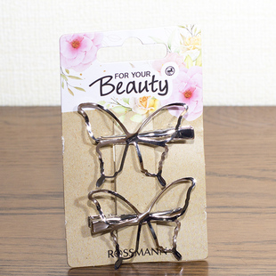 德单 简约风格全金属镂空写意蝴蝶鳄鱼夹发夹边夹 一卡一对