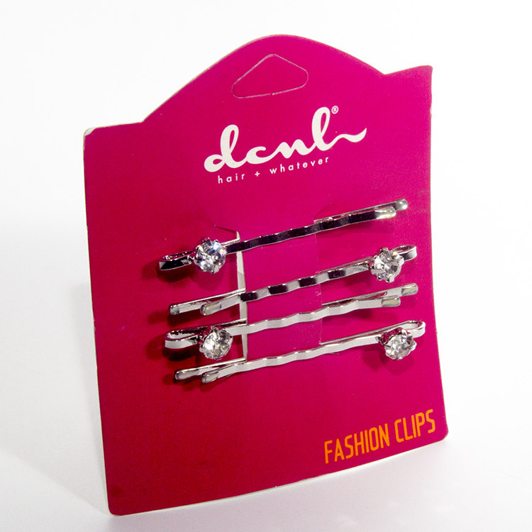 美单 单颗仿钻装饰基础百搭银色金属发夹边夹侧夹碎发刘海夹