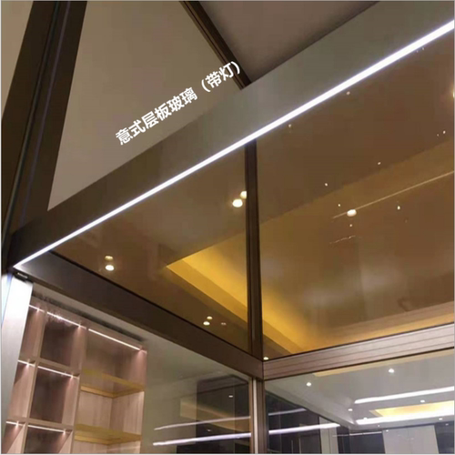 铝合金带灯玻璃层板橱柜衣柜层板灯酒架框发光金属酒柜LED灯酒架